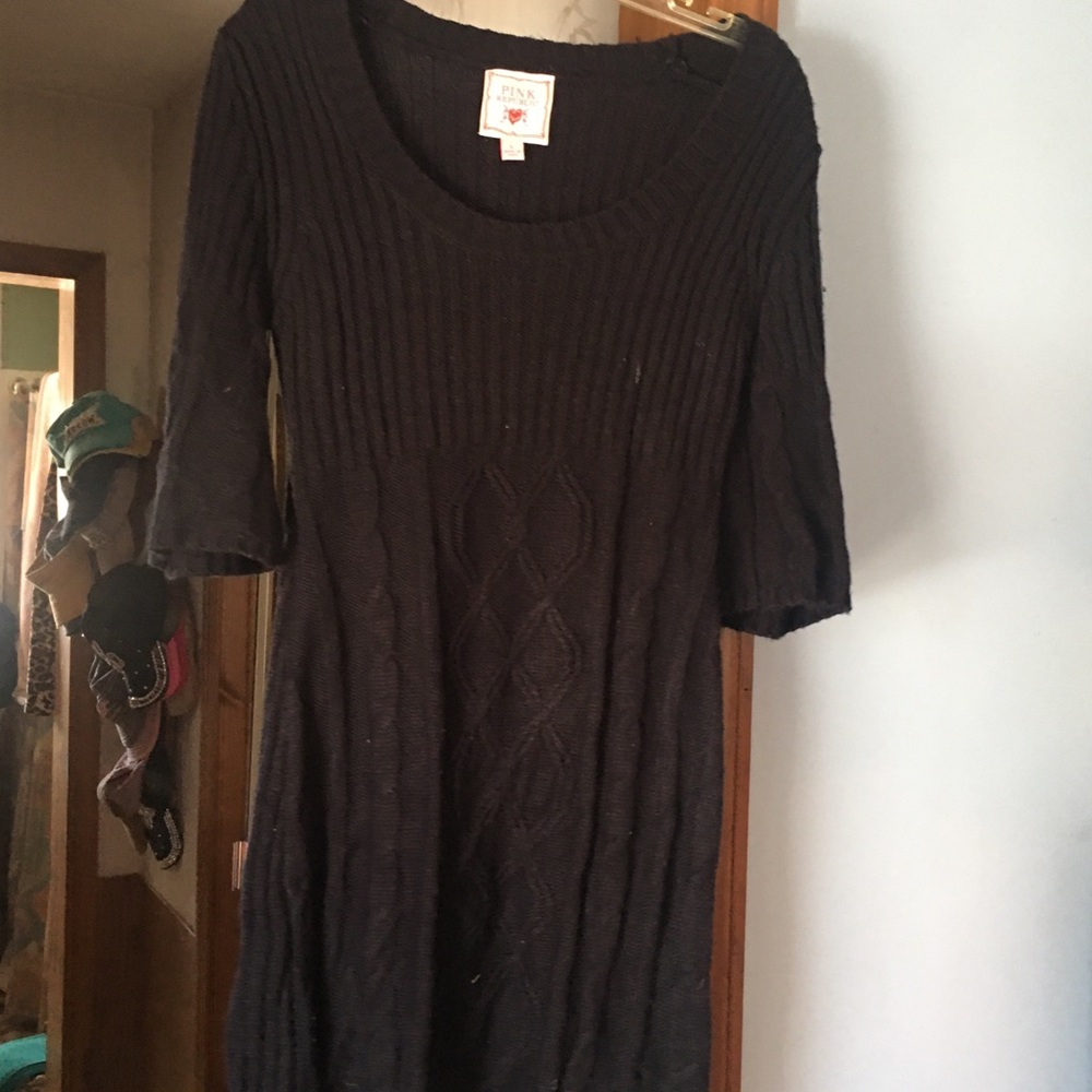 Black sweater dress, size large.  Junior fit so runs small